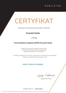 M Thermal Certyfikat Pompy Ciepła