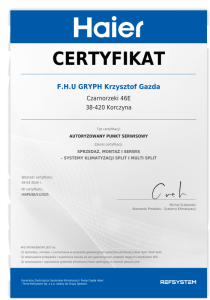 Haier certyfikat