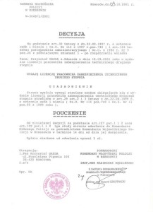 Decyzja o wydaniu licencji Pracownika zabezpieczenia technicznego 2 stopnia